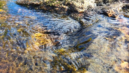 surface, clean river water flows