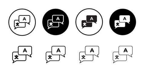 Translation icon Black and white outline vector