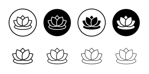 Water lily icon Black and white outline vector