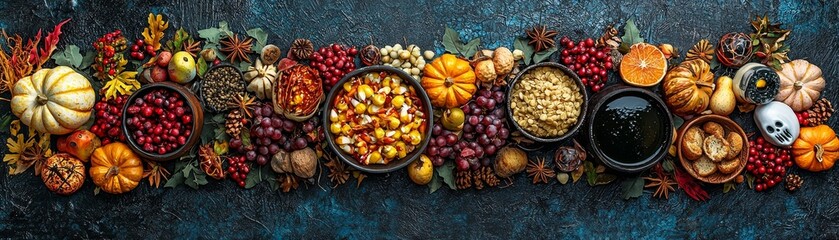 Fototapeta premium Enchanting Flat Lay of Spooky Autumn Treats