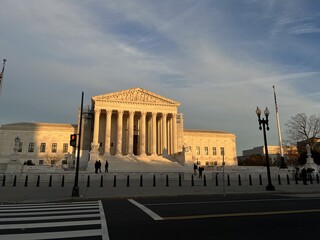 U.S. Supreme Court in the evening.Wide.