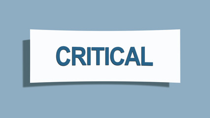 Critical. A card isolated on blue background.