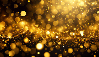 Golden sparkles glisten against a dark background creating a dreamy atmosphere during a festive occasion