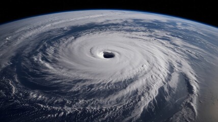 the Earth's surface taken from space, showing a hurricane