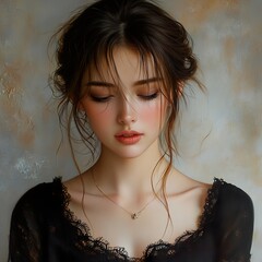 Beautiful Woman Portrait - Digital Art Illustration