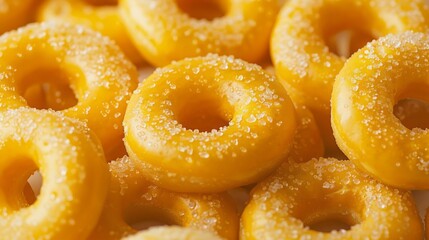 Close up of corn doughnut background, top view. Photorealistic high resolution macro photography for advertising or food design