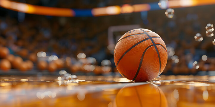 Basquete quicando em uma quadra polida