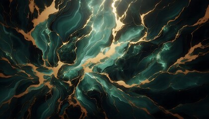 Emerald Green Marble with Gold Veins,generative ai

