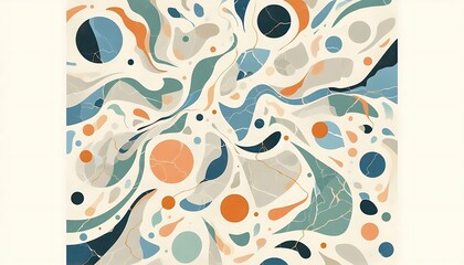 A terrazzo-like marble texture with scattered pieces in muted blues, oranges, and greens,generative ai