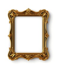 Ornate Gold Frame Isolated on White Background