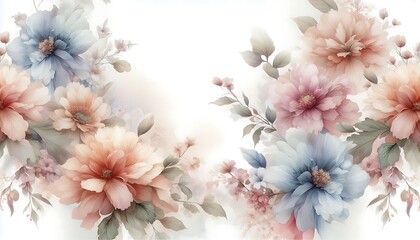 soft, flowing background featuring large floral print in a watercolor style,generative ai