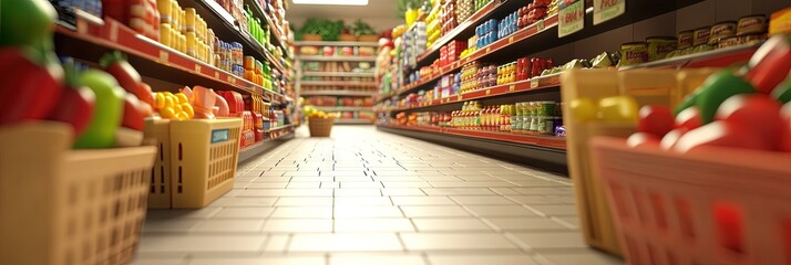3d animated cartoon of grocery shopping 
