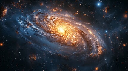 Fototapeta premium Abstract Spiral Galaxy in Deep Space with Stars and Nebula