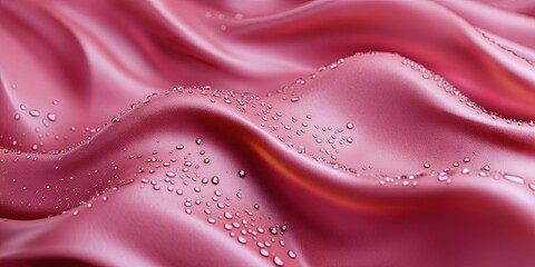 luxurious pink leather surface, organic wavy texture, intricate detailed grain, water droplets scattered across, soft folds and curves