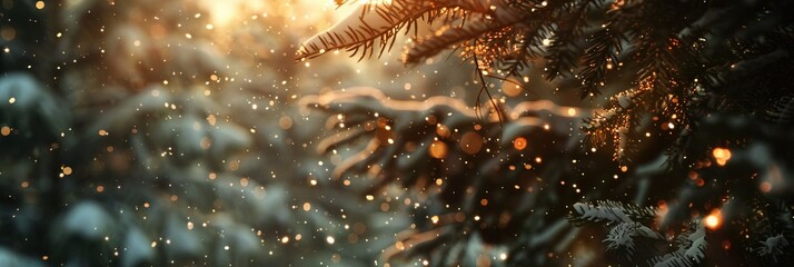  winter snow falling gently from trees. The soft rustling of the wind is heard as they cascade down 