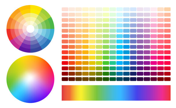 Vector multi color palette with rainbow light spectrum gradient. Color wheel or color circle