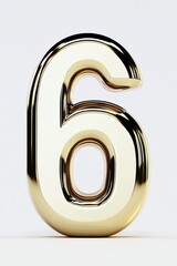 A sleek metallic 3D number 6 with glossy reflections, front view, symbolizing strength and reliability, free of shadows, perfect for business presentations.