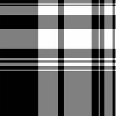 Outline tartan vector seamless, drapery background texture plaid. Bandana pattern check fabric textile in gray and black colors.