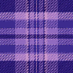 Invitation seamless plaid vector, comfort pattern check tartan. Cotton texture textile background fabric in indigo and violet colors.