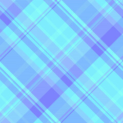 Factory texture pattern textile, sale vector background check. Lady tartan fabric seamless plaid in blue and cyan colors.