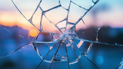 Fractured shards transparent pieces sharp broken material reflecting light edges. AI generated