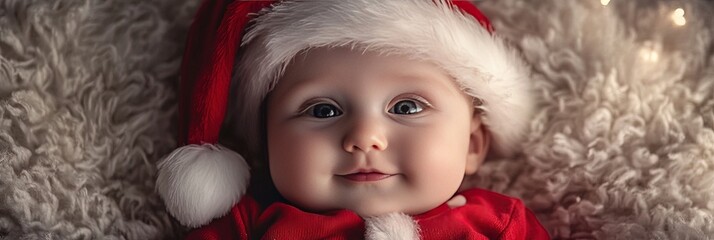 Fototapeta premium baby santa on christmas background