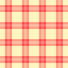 Age background pattern seamless, seventies fabric texture vector. Shabby textile plaid tartan check in red and orange colors.