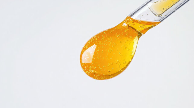 orange drop from pipette on white background, vitamin C, cosmetology, liquid, citrus, serum, juice, cosmetics, medicine