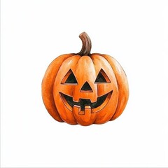 A cheerful Halloween pumpkin with a classic carved face, perfect for autumn decorations and seasonal festivities.