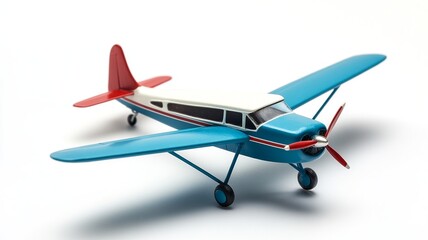 Fototapeta premium A blue and red airplane is sitting on a white background