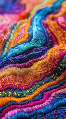 Handmade Embroidery, vibrant colors, close-up, creative process, photography