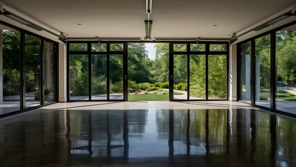 Luxury Garage with Floor-to-Ceiling Windows
