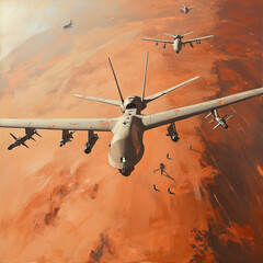 realistic and dramatic image of a military drone