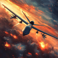 realistic and dramatic image of a military drone