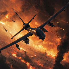 realistic and dramatic image of a military drone