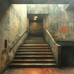 Concrete Stairway: A Minimalist Architectural Design