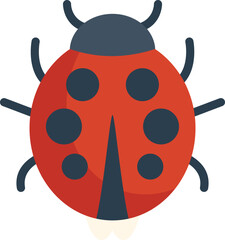 Red ladybug insect spreading its wings on white background