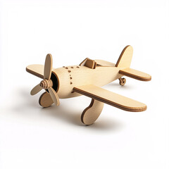 Handmade wooden propeller plane toy with vintage design