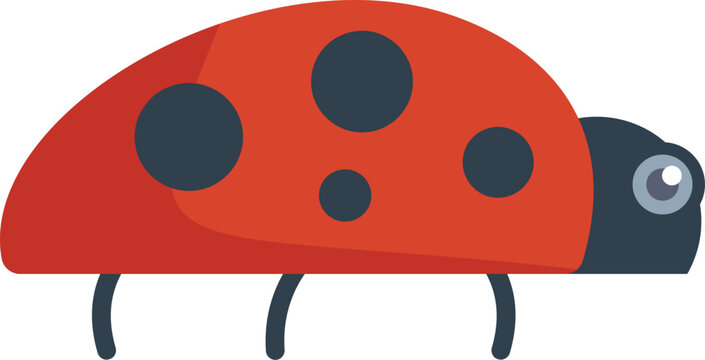 Cartoon ladybug is crawling in a children's illustration style