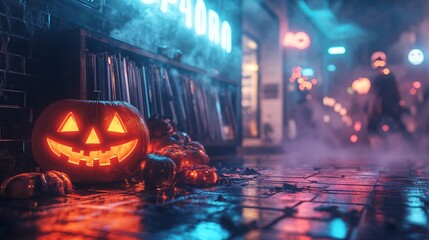 Neon Halloween background