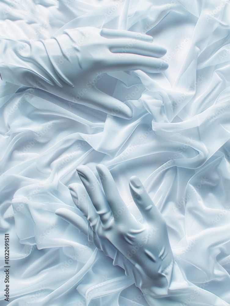 Aufkleber sterile medical gloves lay on a layer of white fabric, emphasizing their importance in maintaining h
