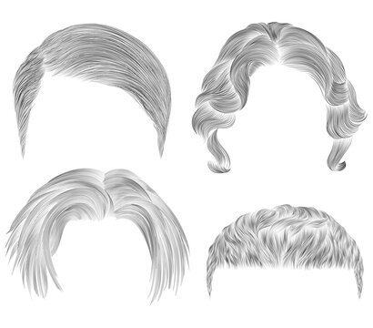 set of different trendy man hairs.
 sketches . Beauty style.