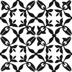 Fototapeta premium Ethnic folk ceramic tile in talavera style with black floral ornament. Italian pattern, traditional Portuguese and Spain decor. Mediterranean porcelain pottery isolated on white background