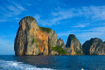 Limestone cliffs of Maya bay near phi phi island Thailand
