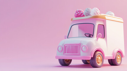 Ice cream truck with colorful toppings, isolated.