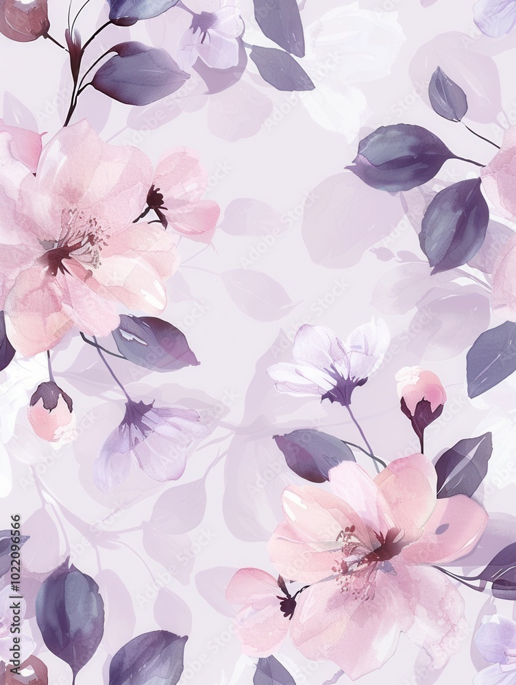 Aufkleber delicate floral patterns in pastel shades create a tranquil atmosphere, featuring romantic blooms an