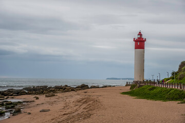 Fototapeta premium Umhlanga lighthouse seascape in Durban Kwazulu Natal
