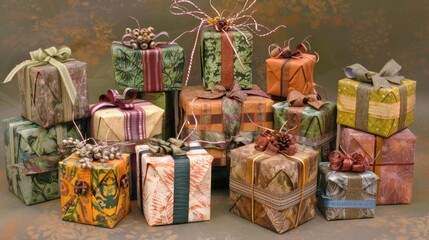 Festive Gift Boxes in Various Colors and Designs