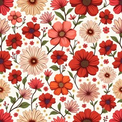 Seamless Floral Pattern with green Flowers