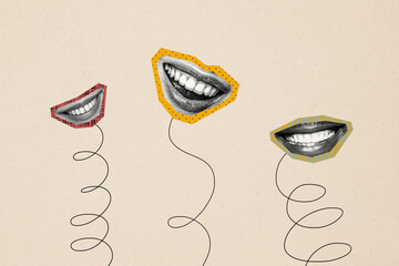 Composite artwork collage image picture of mouth hang spring isolated on creative background